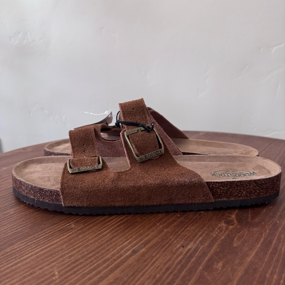 Woodstock Brown Suede Sandals with Buckle